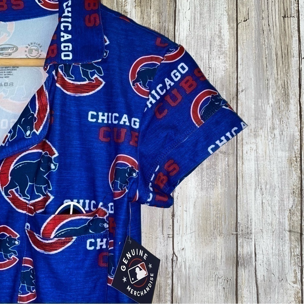 Chicago Cubs NWT Women’s Pajama Button Up Top XS MLB Sleep Shirt - Picture 2 of 5